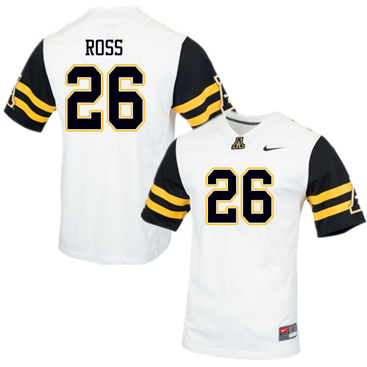 Men #26 Nicholas Ross Appalachian State Mountaineers College Football Jerseys Sale-White